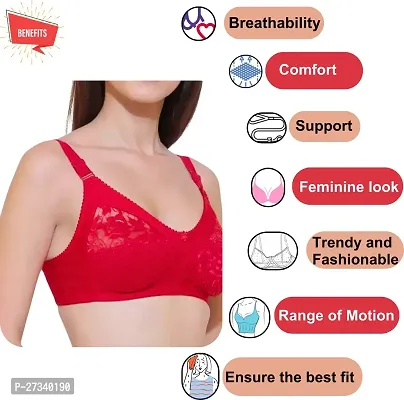 Stylish Red Cotton Blend Solid Bras For Women-thumb4