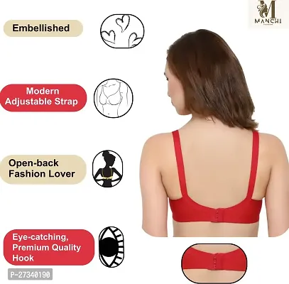 Stylish Red Cotton Blend Solid Bras For Women-thumb2