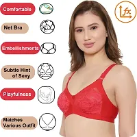 Stylish Red Cotton Blend Solid Bras For Women-thumb2