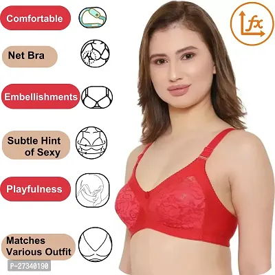 Stylish Red Cotton Blend Solid Bras For Women-thumb3