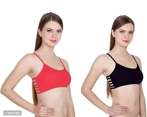 Stylish Multicoloured Cotton Solid Bra For Women Pack of 2