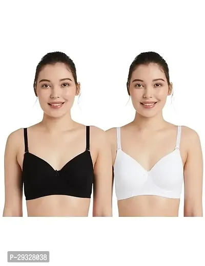 Stylish Multicoloured Cotton Solid Bra For Women Pack of 2-thumb0