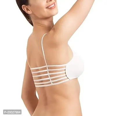 Stylish White Cotton Spandex Solid Bra For Women-thumb2