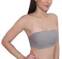 Stylish Grey Cotton Spandex Solid Bra For Women-thumb1