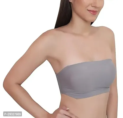 Stylish Grey Cotton Spandex Solid Bra For Women-thumb2