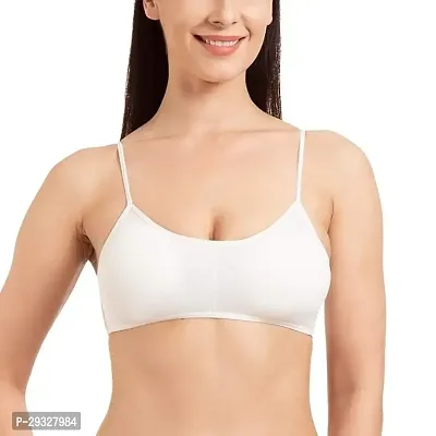 Stylish White Cotton Spandex Solid Bra For Women