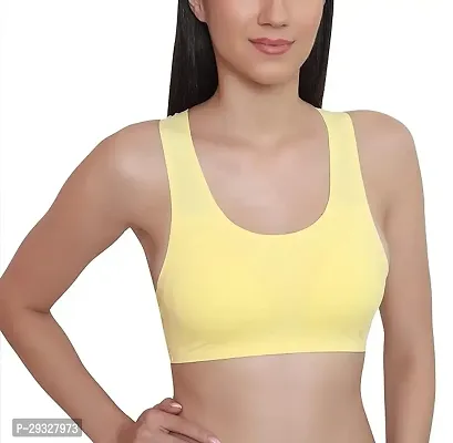 Stylish Yellow Polyester Spandex Solid Bra For Women