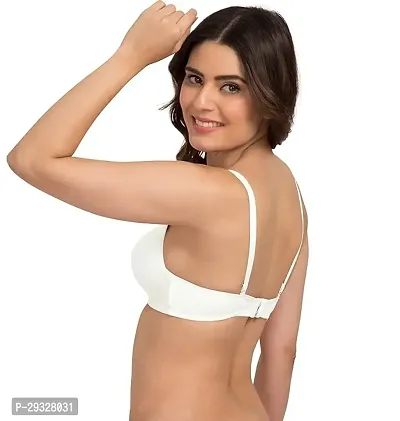 Stylish White Cotton Spandex Solid Bra For Women-thumb4