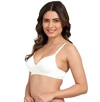 Stylish White Cotton Spandex Solid Bra For Women-thumb1