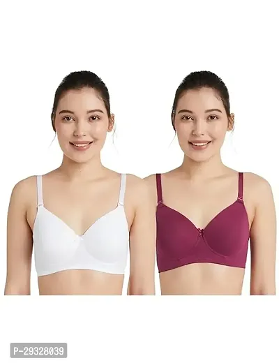 Stylish Multicoloured Cotton Solid Bra For Women Pack of 2