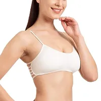 Stylish White Cotton Spandex Solid Bra For Women-thumb2