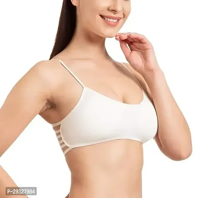 Stylish White Cotton Spandex Solid Bra For Women-thumb3