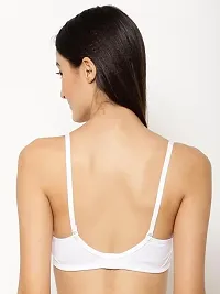 Stylish White Cotton Spandex Solid Bra For Women-thumb3