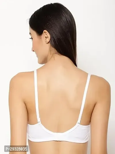 Stylish White Cotton Spandex Solid Bra For Women-thumb4