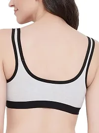 Stylish Grey Cotton Blend Solid Bra For Women-thumb1