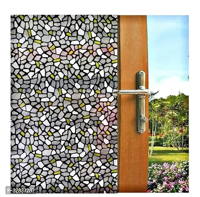 WOLOUR 41X153 CM Yellow Black Stone Window Privacy Films Vinyl Decorative Glass Cover Self Adhesive UV Blocking Removable for Office Bedroom Living Room