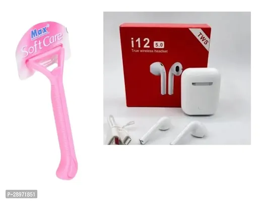 Soft Care Disposable Razor with12 TWS Wireless 5.0 Bluetooth Headset with Mic