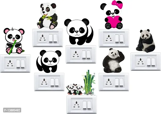 Cute Panda Switch Board Sticker AC Stickers for Home Decor | Panda Switch Board Sticker for Bedroom, Living Room, Home, Walls Decoration