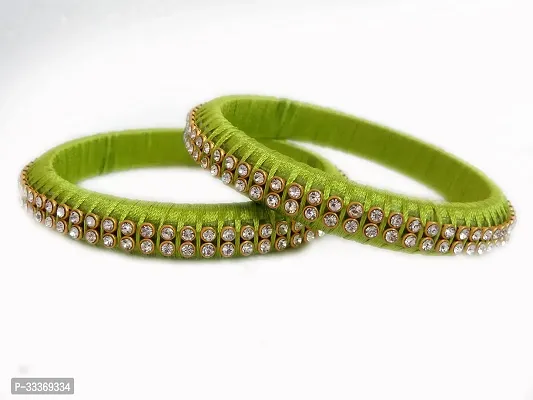 Elegant Green Alloy Bangles For Women 2Pcs-thumb0