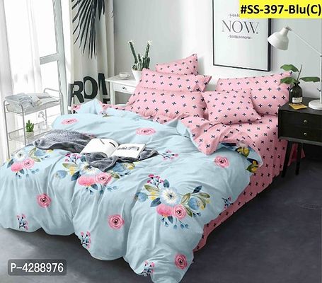 Stylish Glace Cotton Bedsheet With 2 Pillow Covers-thumb0