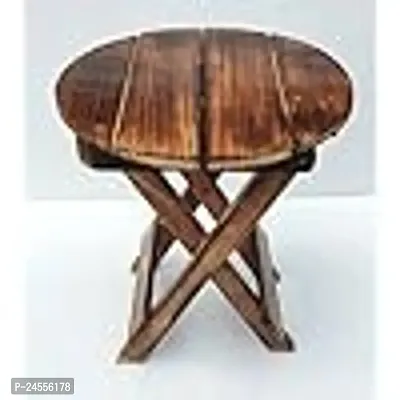 Wooden Round Designer Folding Stool | Foldable Portable Table-thumb0