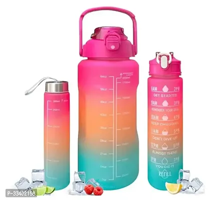 Stylish Multicolored Motivational Water Bottle With Time Marker Pack Of 3-thumb0