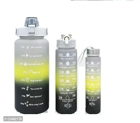 Stylish Multicolored Motivational Water Bottle With Time Marker Pack Of 3-thumb0