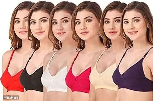 Set of 3  Women Full Coverage Cotton Bra Assorted Colour-thumb0