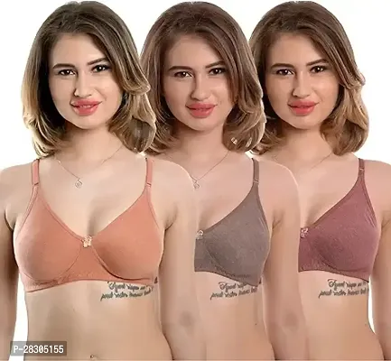 Set of 3 Women Full Coverage Cotton Bra Assorted Colour-thumb0