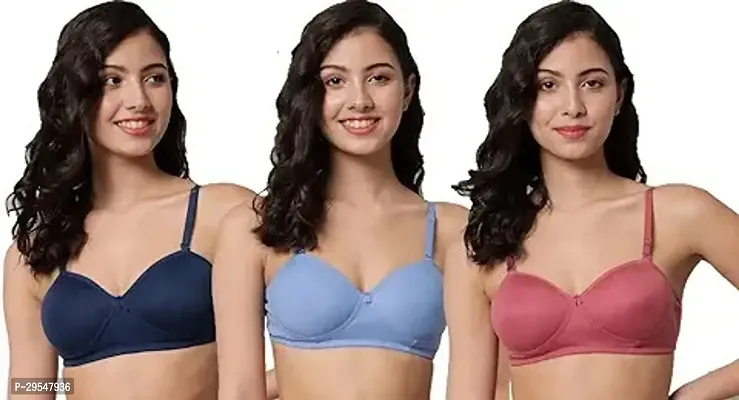 Stylish Cotton Bra for Women, Pack of 3-Assorted-thumb0
