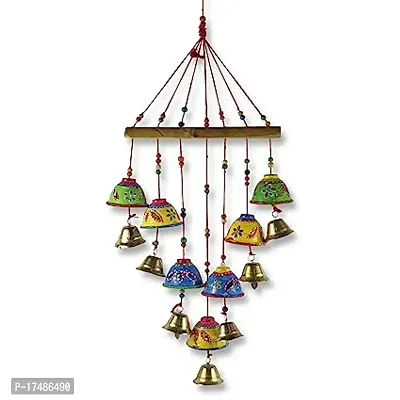 Multicolored Bells Wind Chime Handcrafted Wall/Door/Balcony Hanging Decorative  Wall Hanging Decor for Diwali Gift/Decoration Pack of 2-thumb0