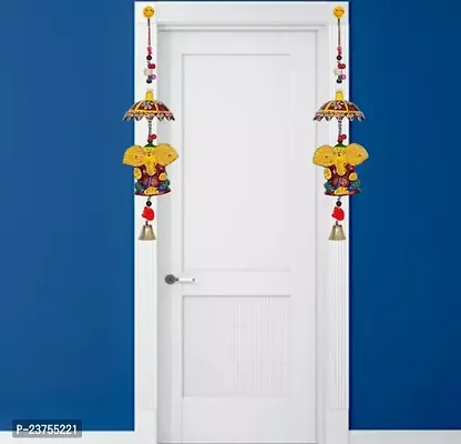 Ganesh Door/Wall Hangings Toran/Latkan 2pcs Multicolour 48 cm Microfiber || Handicraft Items-thumb0