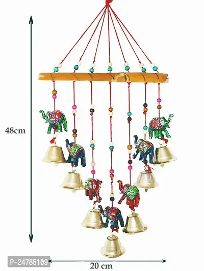 Handcrafted Rajasthani Elephant Wind Chime Door/Wall Hanging Decorative Showpiece/Wall Hanging/Home Decor/Home Furnishing/Diwali Gift/Corporate Gift (Elephant)-thumb3