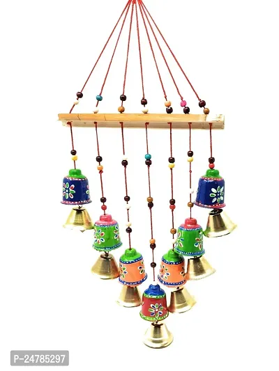 Handcrafted Recycled Material Rajasthani Wind Chime Door/Wall Hanging (Multicolor, Pack of 1) (Hight-20 Inches, Bells)