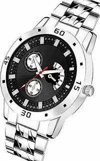 Stylish Silver Metal Analog Watch For Men-thumb1