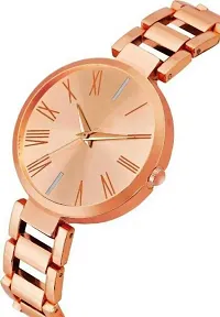 Stylish Golden Metal Analog Watches With Bracelet For Women-thumb2