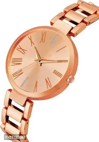 Stylish Golden Metal Analog Watches With Bracelet For Women-thumb3