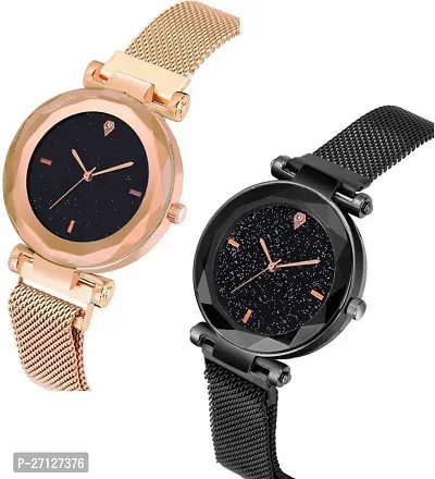 Stylish Multicoloured PU Analog Watches For Women Pack Of 2-thumb2