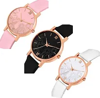 Stylish Multicoloured Leather Analog Watches For Women Pack Of 3-thumb1