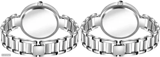 Stylish Silver Metal Analog Watches For Women Pack Of 2-thumb2