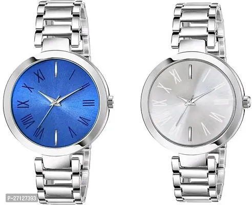 Stylish Silver Metal Analog Watches For Women Pack Of 2