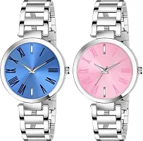 Stylish Silver Metal Analog Watches For Women Pack Of 2-thumb2