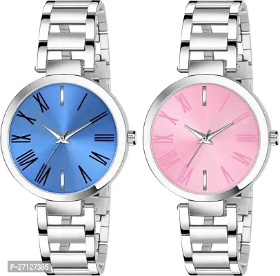 Stylish Silver Metal Analog Watches For Women Pack Of 2-thumb3