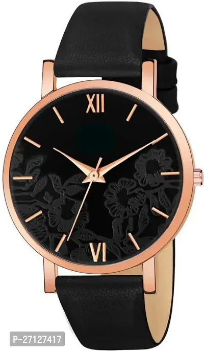 Stylish Black PU Analog Watch For Women-thumb0