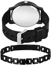 Stylish Black PU Analog With Bracelet Pack Of 1-thumb1