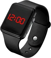 Stylish Black Silicone Digital Watch For Men-thumb1