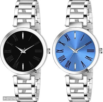 Stylish Silver Metal Analog Watches For Women Pack Of 2