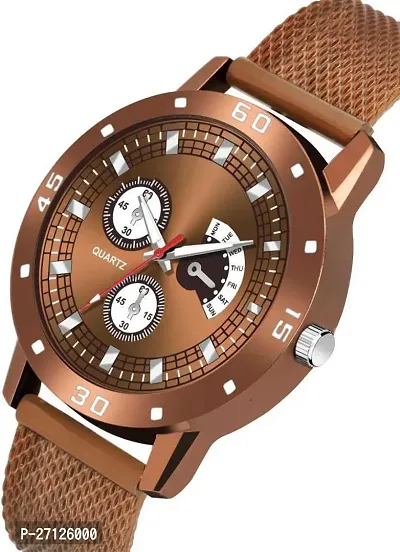 Stylish Brown PU Analog Watch For Men