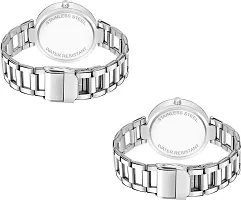 Stylish Silver Metal Analog Watches For Women Pack Of 2-thumb1