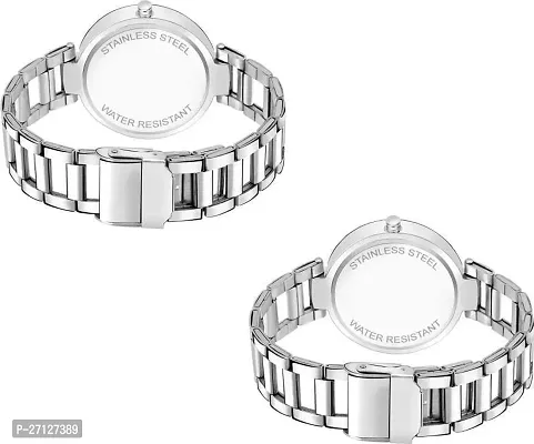 Stylish Silver Metal Analog Watches For Women Pack Of 2-thumb2